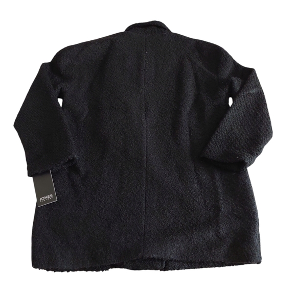NWT Jones New York Medium Black Wool Blend Asymmetrical Zip Coat - Picture 2 of 16